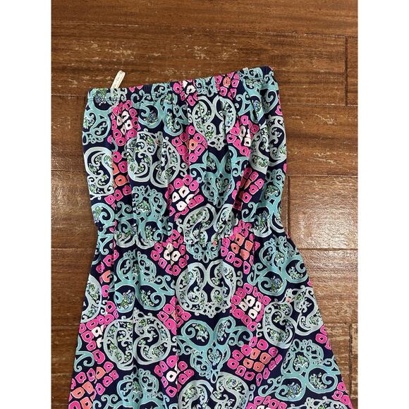 Lilly Pulitzer Dress Small Marlisa Strapless Maxi Multicolor Pima Cotton - Picture 2 of 4